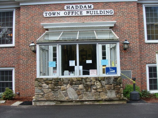 Entrance of the Haddam Town Office Building before restoration