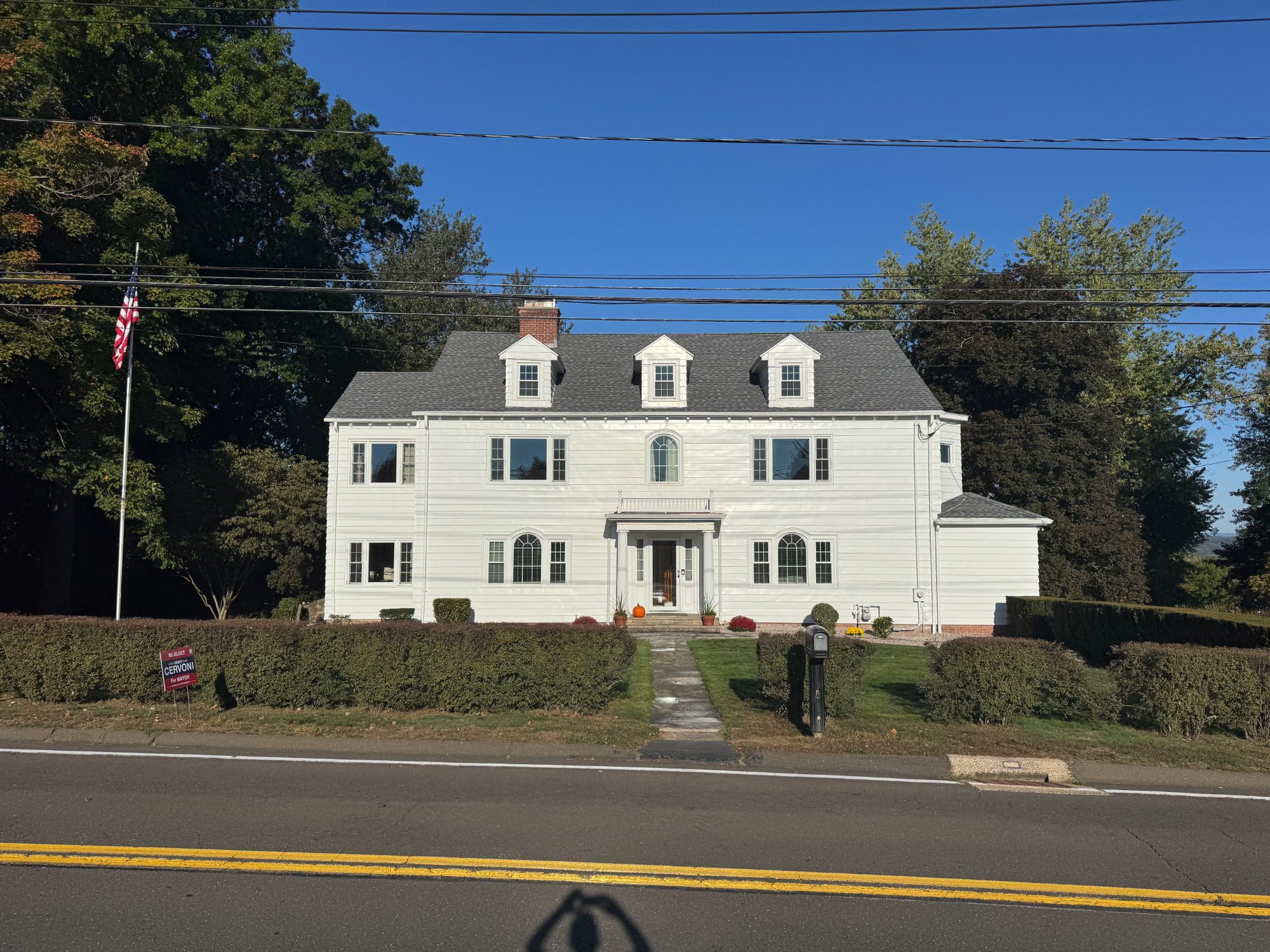 The restored Wallingford mansion seen from the street
